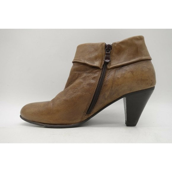 Nero Giardini Brown Leather Zip Up Block Heel Ankle Boots Shoes Women's 37 / 7 - Picture 4 of 9